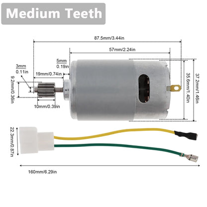 RS550/555 Fine /Medium /Coarse 10 Teeth 12V/24V DC Motor Kids Ride On Toys Car Motor Speed Electric Motor for Remote Control Car