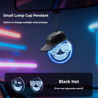Creative Retro Car Pendant, Luminous Light Bulb Hanging Decoration, High-end Auto Atmosphere Light, Rearview Mirror Decor