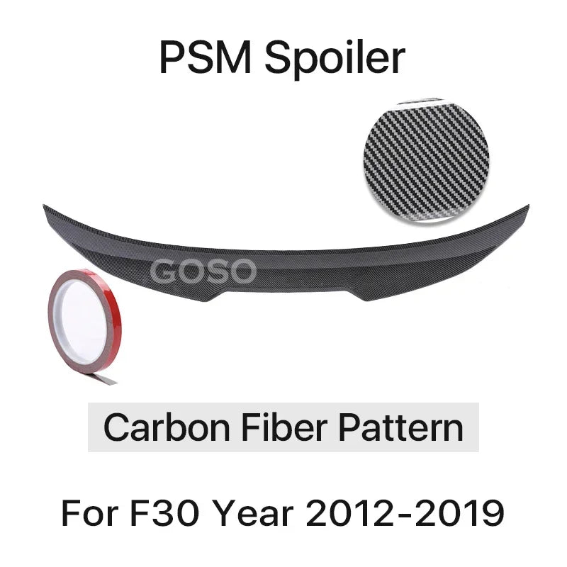 Carbon Fiber Rear Bumper Lip Trunk Wing MP M4 PSM Style Roof Spoiler Kit For BMW 3 Series F30 F31 F35 2012-2019 Gloss Black