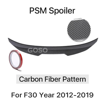 Carbon Fiber Rear Bumper Lip Trunk Wing MP M4 PSM Style Roof Spoiler Kit For BMW 3 Series F30 F31 F35 2012-2019 Gloss Black