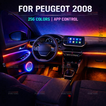 22in1 RGB Car Interior Acrylic Car Ambient Lights RGB Hidden Acrylic Strip Decoration Atmosphere Accessories For Peugeot 2008