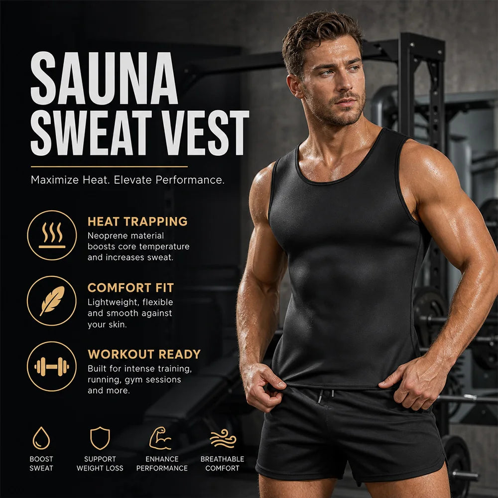Man Neoprene Sauna Vest Sweat Suits for Weight Loss Waist Trainer Body Shaper Gym Workout Vest