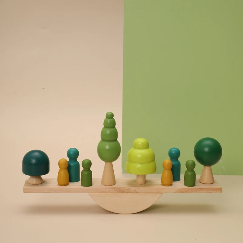 Puzzles Educational Game Montessori Baby Balance Beam Game Toys for Children Nordic Style Wooden Building Blocks Toys for Kids