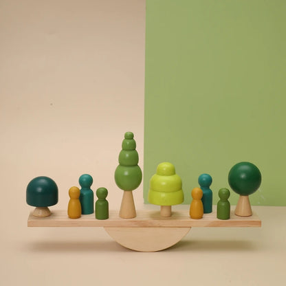 Puzzles Educational Game Montessori Baby Balance Beam Game Toys for Children Nordic Style Wooden Building Blocks Toys for Kids