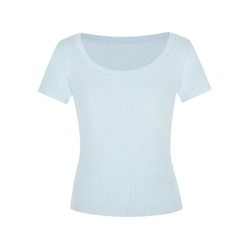 Slim Fit Short Sleeve U Neck Basic Style Women's T Shirt Summer Fashionable Cotton Blend Casual Top for Young Girls