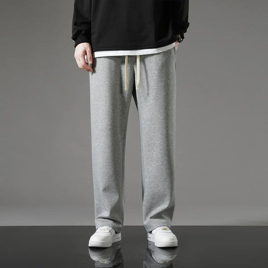 Autumn Men Sweatpants Korean Fashion Sportswear Drawstring Wide Leg Neutral Straight Track Pants Cotton Loose Casual Trousers