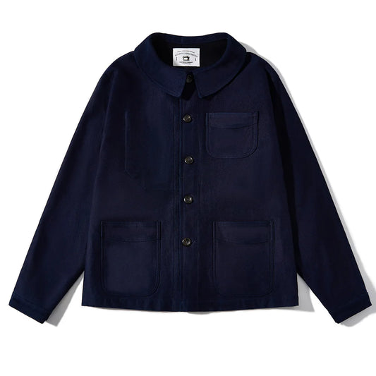 2026 Spring Round Collar Mole Skin French Four Bag Workwear Jacket Heavy Duty Washed Vintage Styleouter Garment Loose Fit Coat