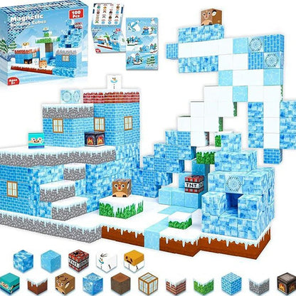 Magnetic Building Blocks Mine World Magnet Cube for Stacking Construction Set Educate Sensory Toys Kids Boys Girls Ages 3+ DIY
