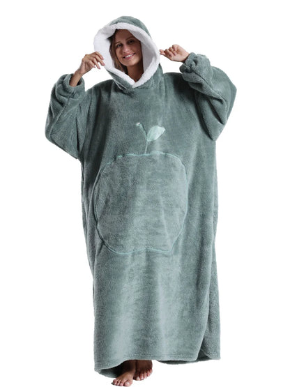Fashion Cartoon Oversized Blanket Hoodie for Women Men Hoodies Sherpa Fleece Winter Thick Plus Size Couple Sweatshirts Korean