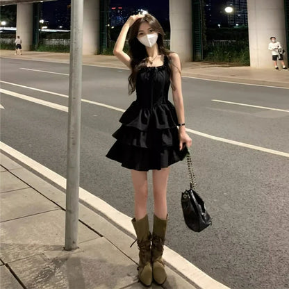 Elegant Black Strapless Dress Women's Summer New Arrival Base Layer Beautiful  Dress U-Neckline A-Line Skirt Ultra Short