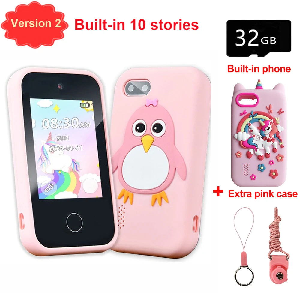 Children Phone Educational Toys 18 Games Musical Toy Baby Mobile Selfie Camera With 32G TF Card Toys for Kids Birthday Gifts
