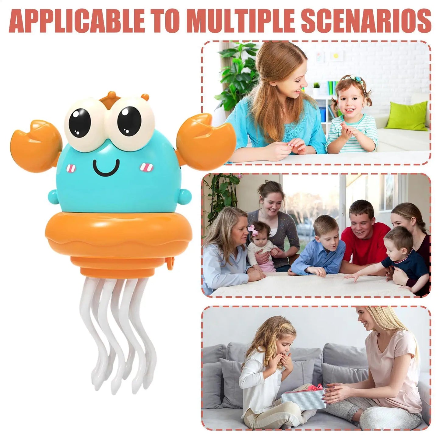 Crawling Crab Toy Educational Preschool Learning Activities Kids Moving Electric Crab Toy with LED Light Music for Kids Boys