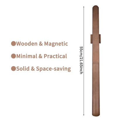 Premium Beech Wood 55cm Long Handle Shoe Horn - Magnetic Base No-Bend Shoe Helper for Elderly, Pregnant Women & Lazy Adults