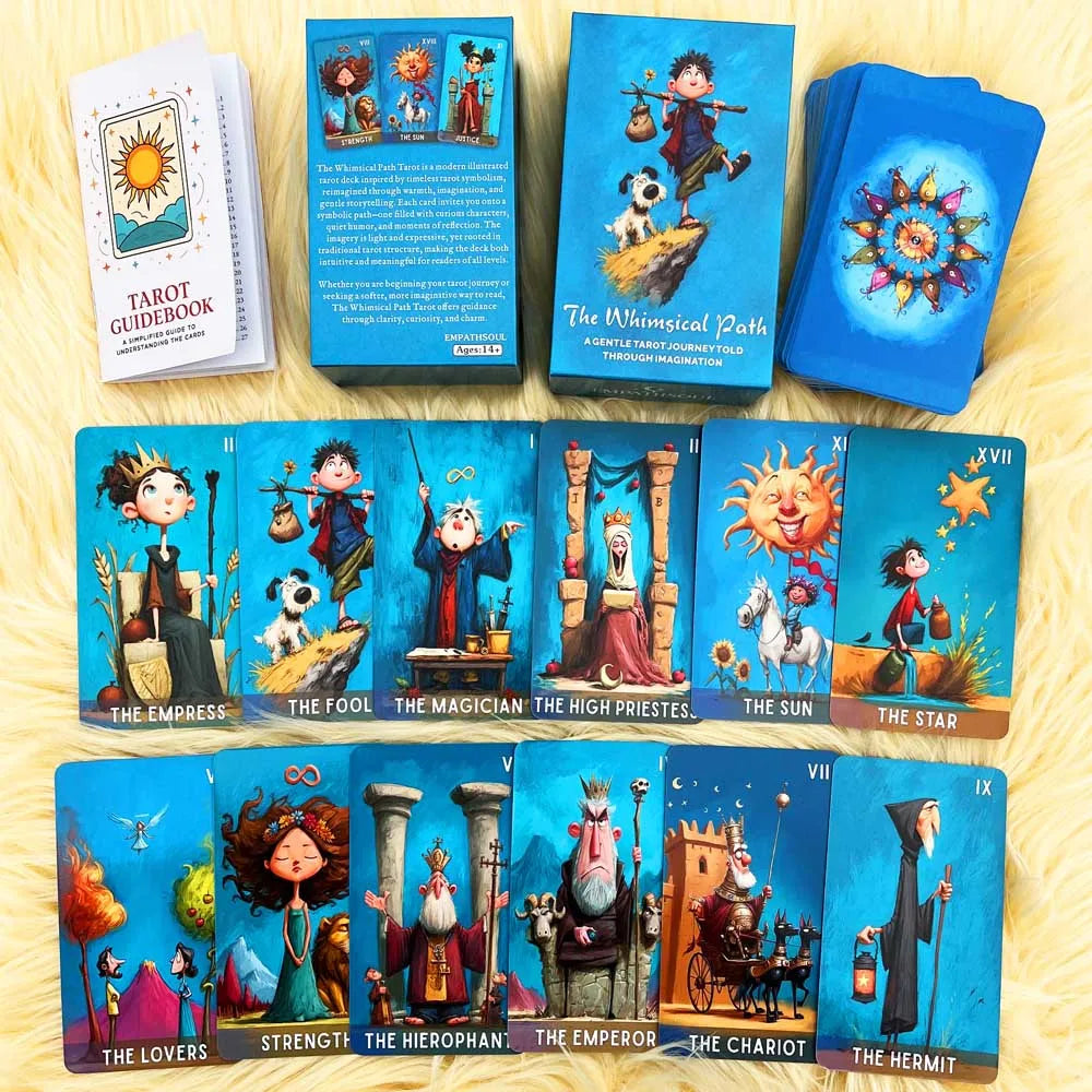 78 Tarot Cards Set,The Whimsical Path Tarot,13x8cm Modern Illustrations, Eternal Symbolism Fusion, Includes Paper Instructions