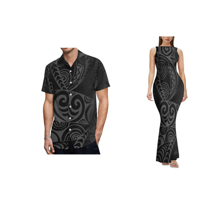 High Quality Custom Sexy Bodycon Dress Pacific Isalnd Art Design Women Boat Neck Design Sleeveless Maxi Dress Backless Dress