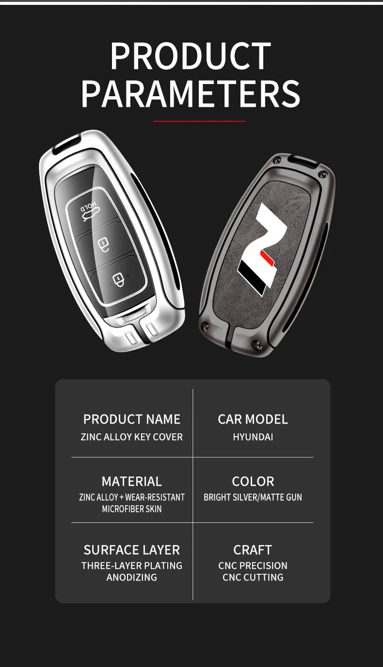Modern High-End Hyundai Key Cover Suitable for N LINE N IX35 IX25 Tucson Sonata Car Key Case Luxury Design Vehicle Accessories