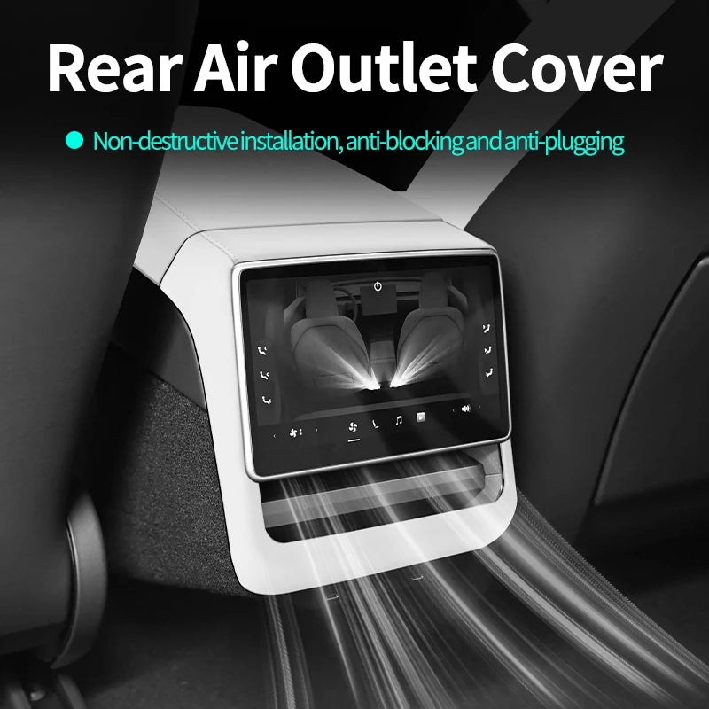 For Tesla Model 3 Highland & Model Y Juniper Rear Air Vent Cover & Leather Center Console Armrest Box Protection Car Accessories