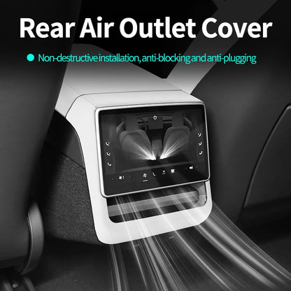 For Tesla Model 3 Highland & Model Y Juniper Rear Air Vent Cover & Leather Center Console Armrest Box Protection Car Accessories