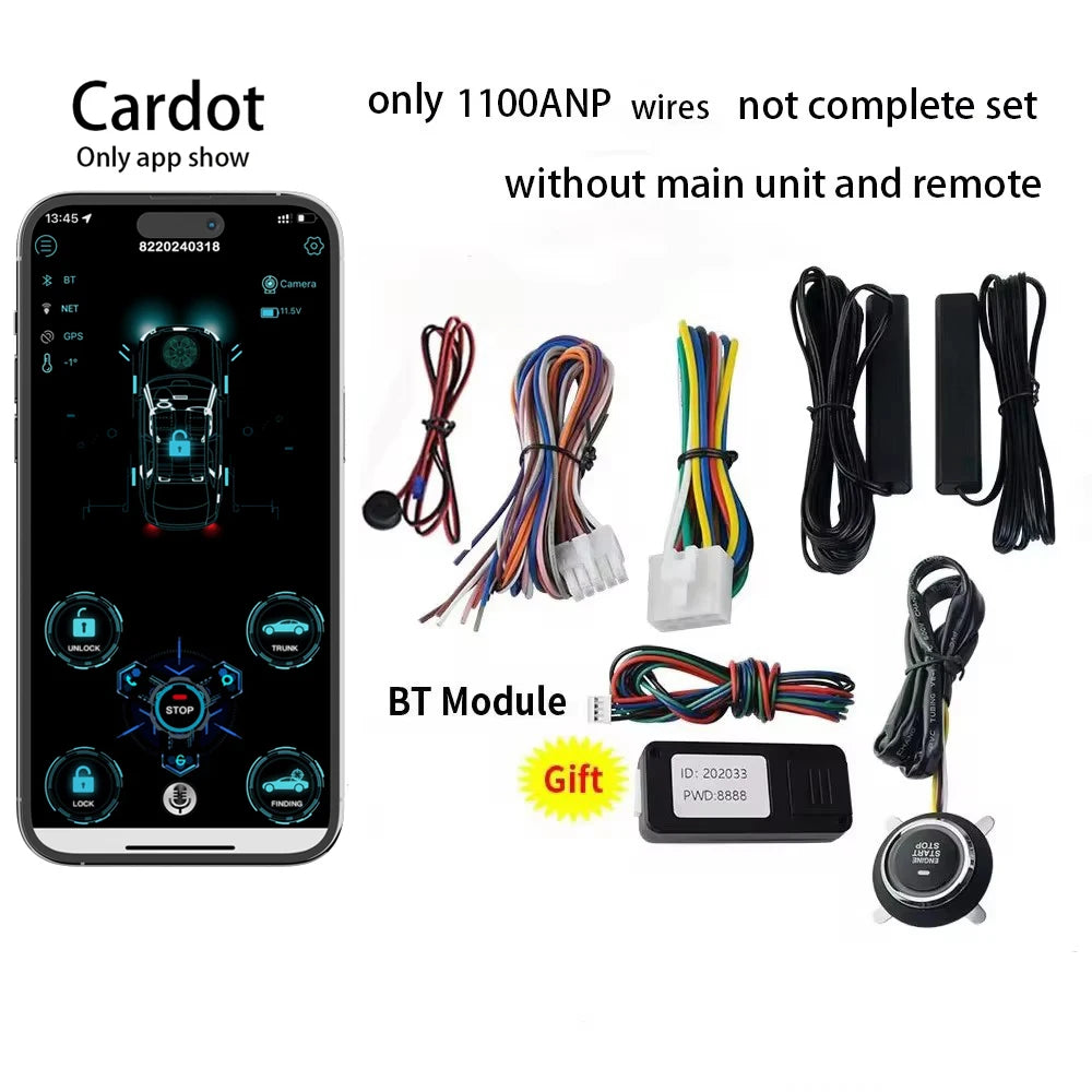 CARDOT BT Digital Key Smart Phone App Car Alarm System Auto Security Keyless Entry Ignition Start Stop Engine