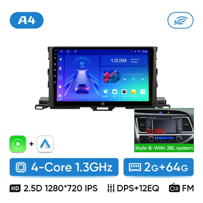 Ainavi Car Multimedia Player For Toyota Highlander 2014 2015 2016 2017 2018 2019 wireless Carplay Android Auto 4G Wifi 2din