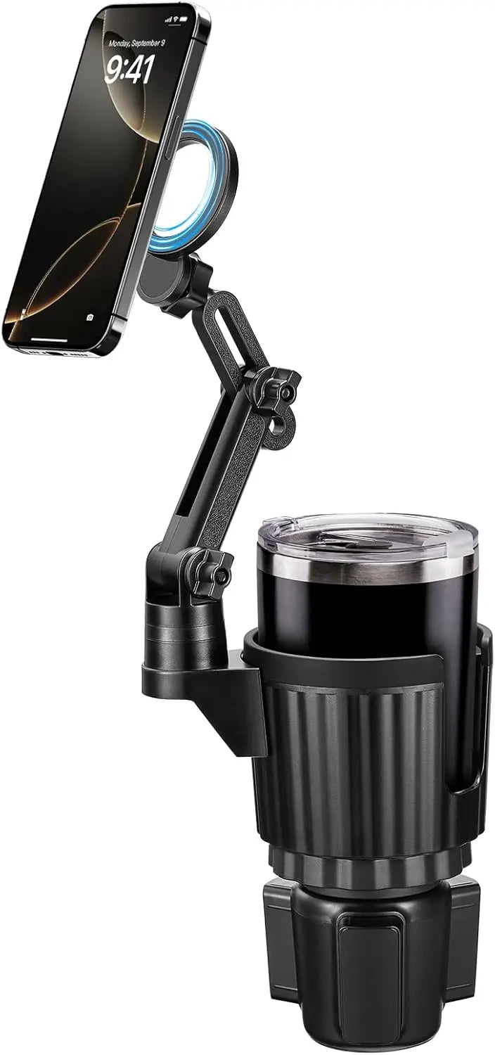 Magnetic Cup Holder Phone Mount, Compatible with MagSafe, 4.1" Base Adjustable Height Car Cup Holder Secure Fit for Car or SUV