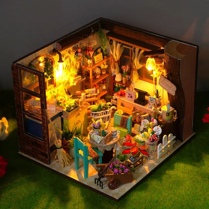 New Diy Doll Miniature House Kit Wooden Casa Dollhouse Furniture Light Home Handmade Assembly Miniature Toys Birthday Gifts