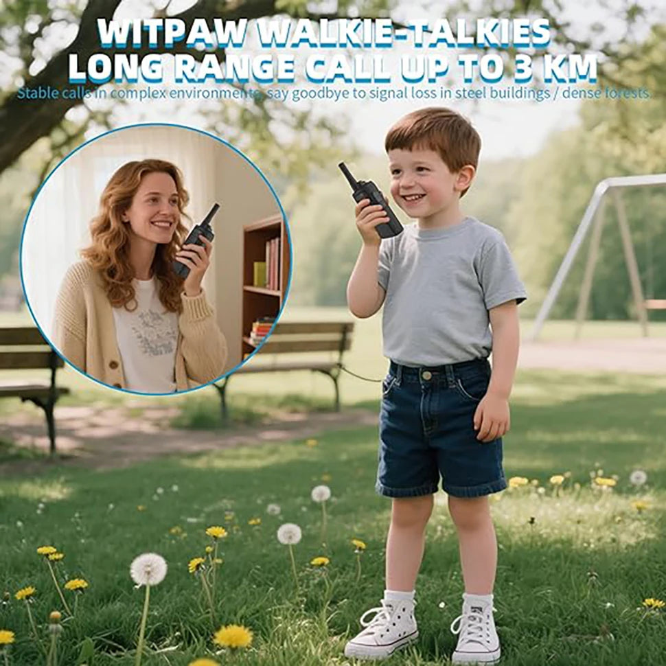 Kids Walkie Talkies 2 Pack, 3 Miles Range, 2000mAh Rechargeable, 16 Channels, LCD Flashlight, Gift for Camping Hiking