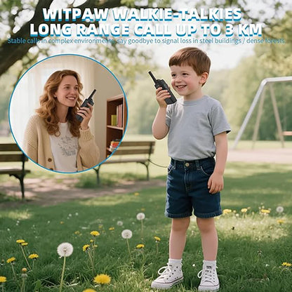 Kids Walkie Talkies 2 Pack, 3 Miles Range, 2000mAh Rechargeable, 16 Channels, LCD Flashlight, Gift for Camping Hiking