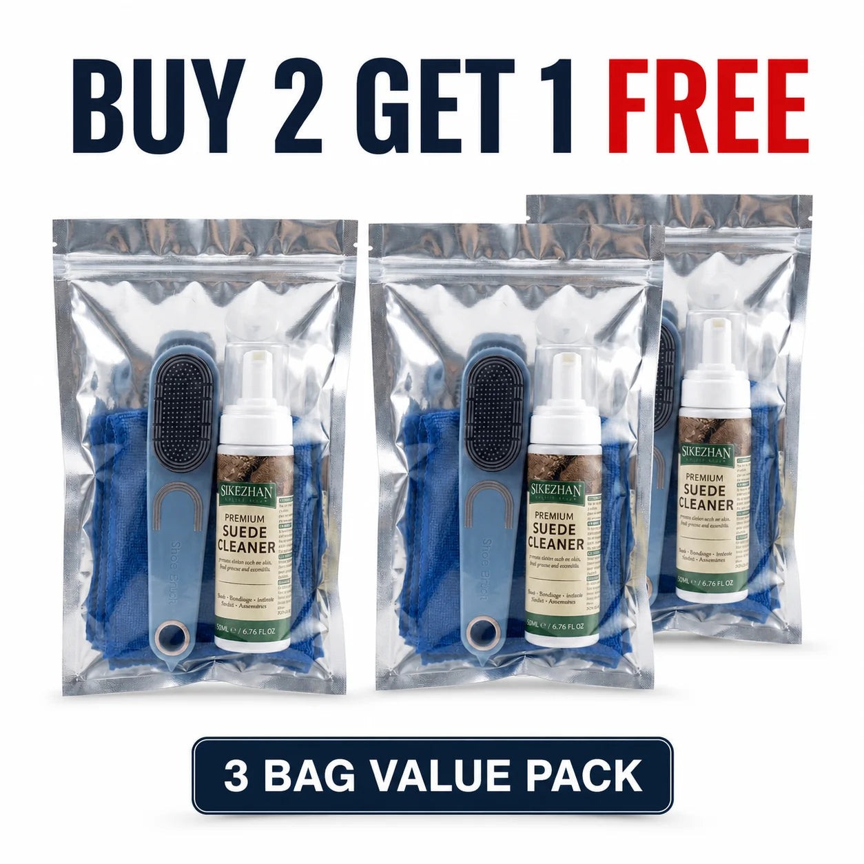 Suede Nubuck Shoe Cleaner Kit Foam Cleanser with Brush Towel for Sneakers Boots Bags Leather Jacket Care