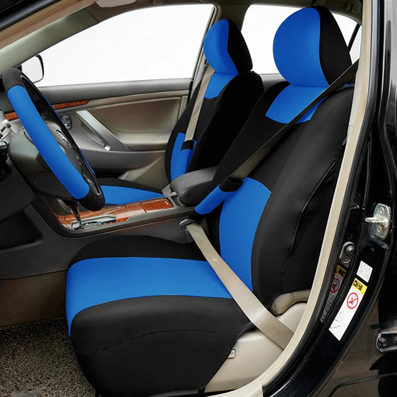 Universal Car Seat Covers Set With Steering Wheel Covers 2 Shoulder Protection Rear Seat Can Split Car Accessories Interior