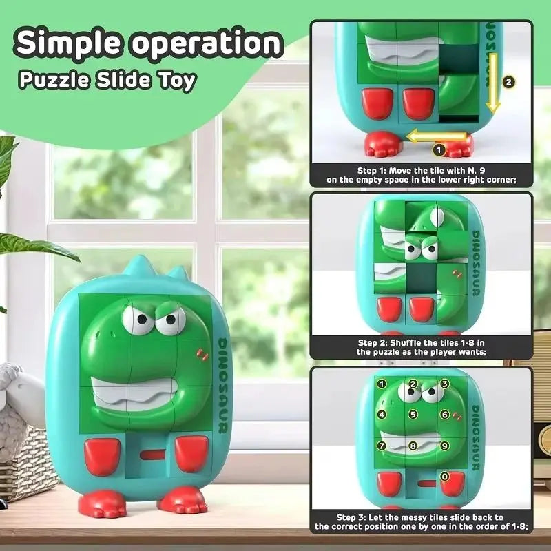 Cartoon Huarong Road Puzzle Logic Board Dinosaur Rabbit Duck Slide Puzzle Thinking Education Challenge Game Children Travel Toy