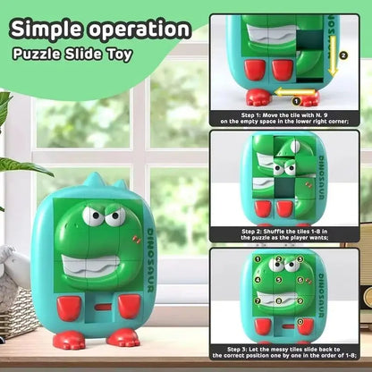 Cartoon Huarong Road Puzzle Logic Board Dinosaur Rabbit Duck Slide Puzzle Thinking Education Challenge Game Children Travel Toy