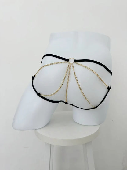 Men's sexy gold chain underwear, low-rise men's sexy thong