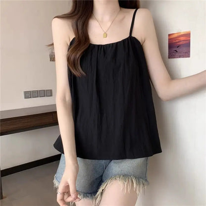Loose Cotton Linen Tank Top Sleeveless Base Layer Outerwear Summer New Style Slimming Vest Big Size Belly Folded Commute Style