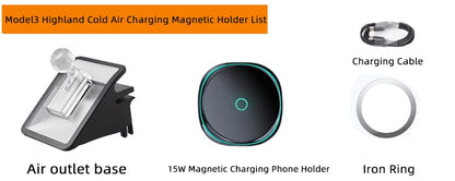 Car Phone Holder Mount for Tesla Model Y Junipe Model3 Highland Cold air low Temperature Charg Magnetic Car Phone Support Frame