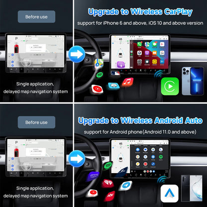 CarlinKit T2C For Tesla Upgrade CarPlay Wireless Android Auto Universal Model 3 Model Y X S 5Ghz WiFi CarPlay Ai Box SpotifyWaze
