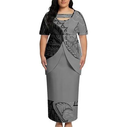 Puletasi New Design Short Sleeved Long Dress Customized Top And Skirt Knee Length Dress Party Top And Skirt Soft Fabrics