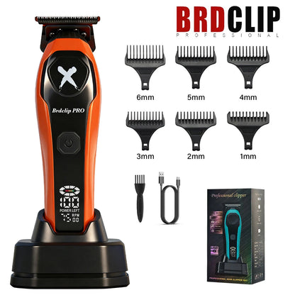 BRDCLIP 619 339 Hair Clippers Cordless Clippers Barber Electric DLC T-Blade Trimmer Portable Detail Trimmer LED Trimmer for Men