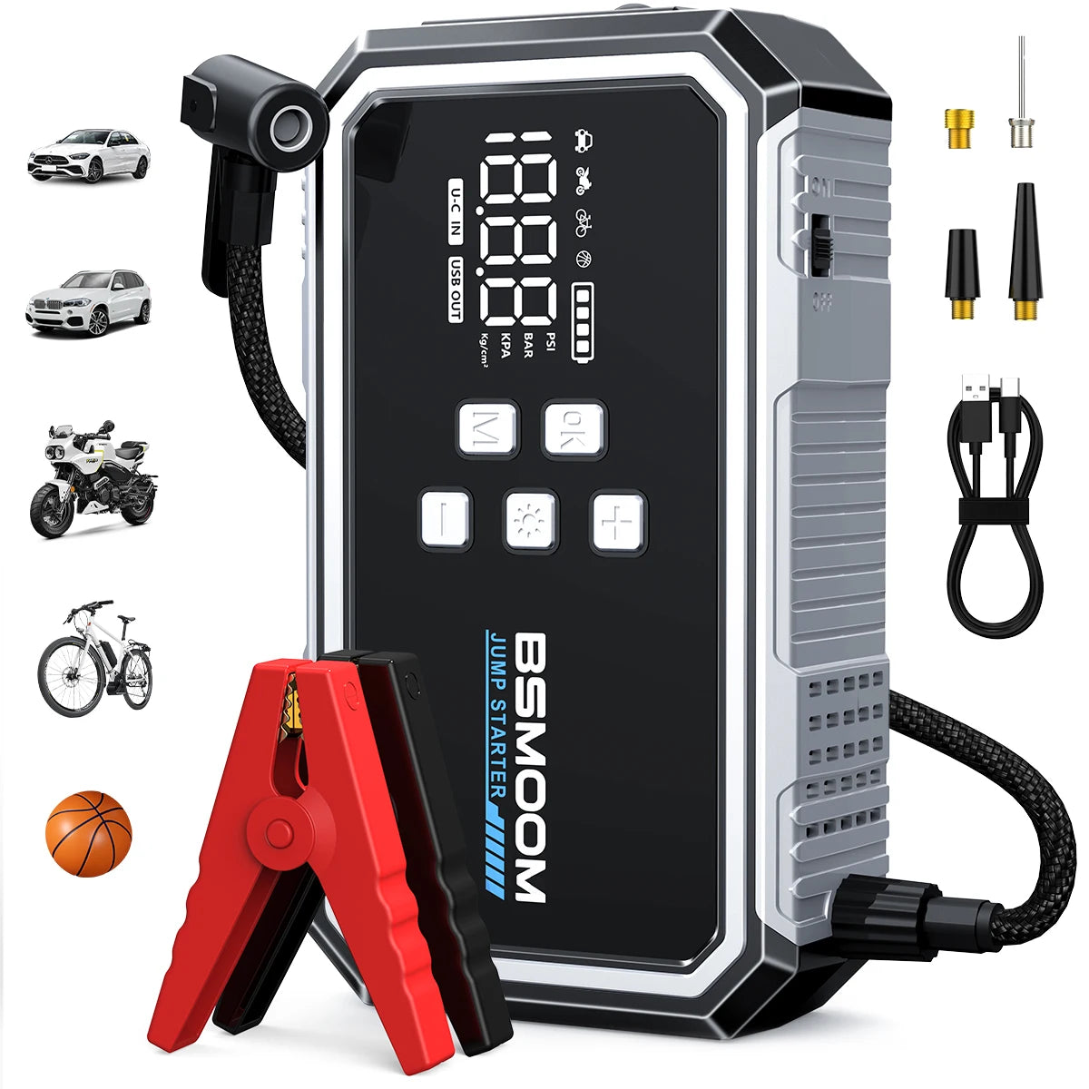BSMOOM 7000A Car Jump Starter Power Bank Portable 150PSI Air Pump Car Battery Emergency Boosters Starting Device Car Starter