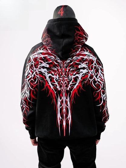 Y2K Gothic Reflective 444 Print Hoodie Men Women Harajuku Streetwear Oversized Black Hooded Sweatshirt Hip Hop Pullover Tops New