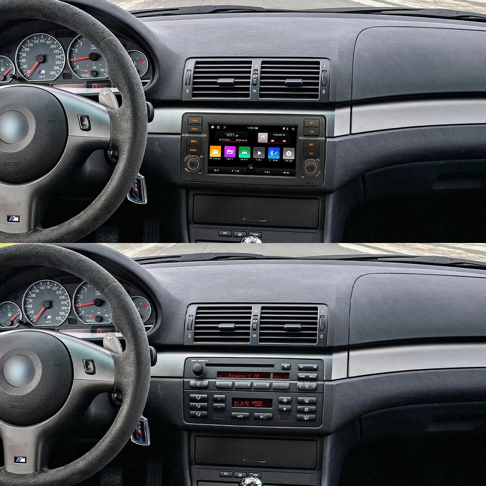 BQCC 7 Inch Android 13 Quad/Octa Core Carplay car Radio WIFI GPS 4G car stereo Navigation player MirrorlinkFor Bmw E46 1998-2006