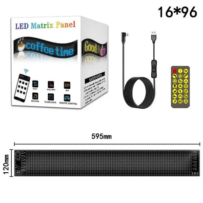 LED Matrix Pixel Panel Light Bluetooth App 5V USB  Control Scrolling Advertising LED Car Sign Animation Programmable for Car Sho