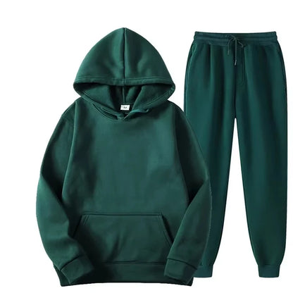 2026 Winter Eco-Friendly Soft Tracksuit Men's Set Long Sleeve Pullover Jogging Pants 2pcs Fitness Running Suits Sportswear Male