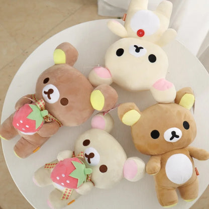 White Strawberry Rilakkuma Plush collection Teddy Bear Peluche Anime Bear Kuma Plushies Stuffed Doll Kawaii Room Decor Girl Gift