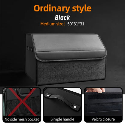 Car Suede Trunk Organizer Large Capacity Leather Foldable Storage Box Portable Multifunctional Tool Organizer Car Accessories