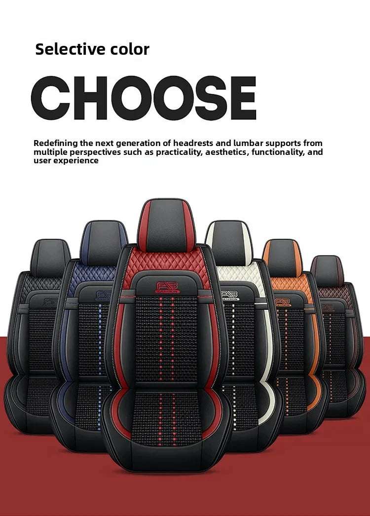 Universal Auto Split Seat Car Full Seat Cover Breathable Ice Silk Nappa Leather Car SUV Cushion Full Seats Cover Protection