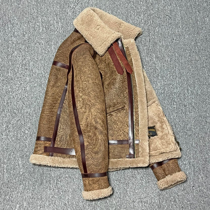 New Men's Winter Real Sheepskin Pilot Jackets Man Super Warm Genuine Sheep Leather Fur Jacket B3 Bomber Shearling Vintage Parka
