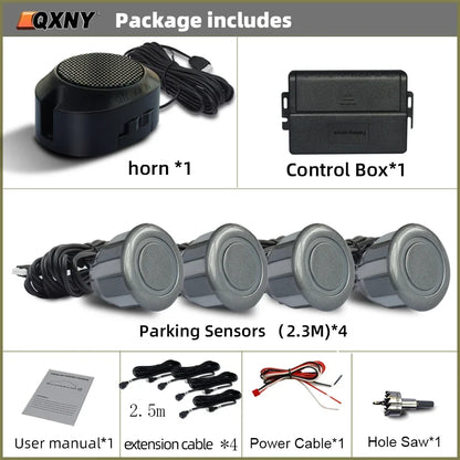 Professional Front Parking Sensor Kit Auto Parktronic Vehicle Assistant System Buzzer Alarm Volume Can be Adjusted Universal