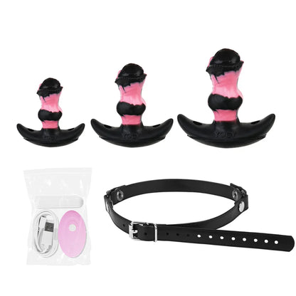 YOCY Mouth Gag Horse Dildo 10 Modes Bullet Vibrator Adjustable Leather Strap Sex Toy For Couple Game Bondage