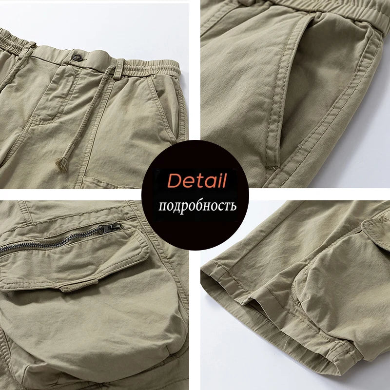 New Summer Men Cargo Cotton Shorts Mens Beach Multi Pocket Shorts Man Spring Fashion Casual Joggers Shorts Male Dropshipping
